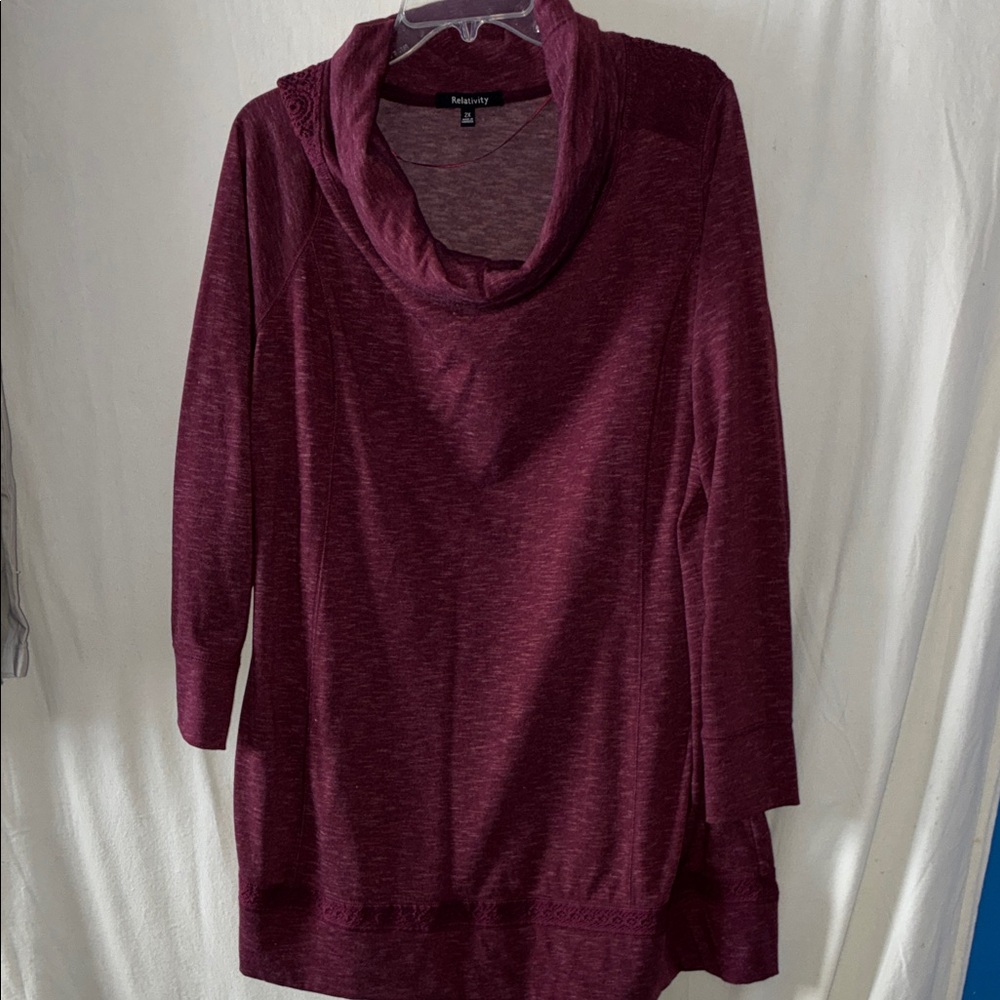 NWT Relativity Burgundy Cowl Neck Top